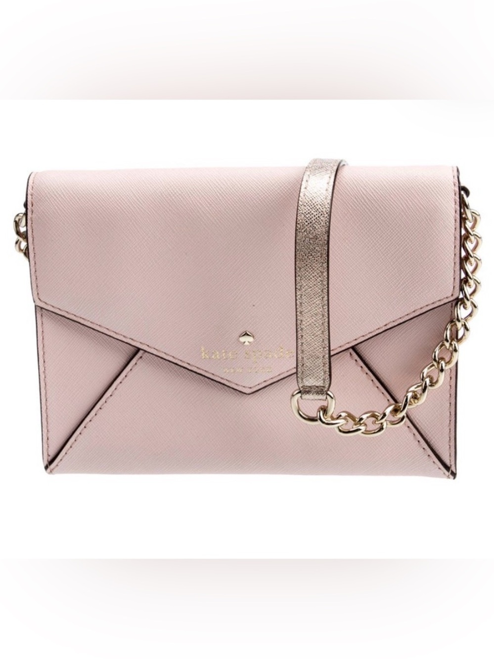 kate spade Pale Pink Leather Envelope Crossbody with Gold Chain